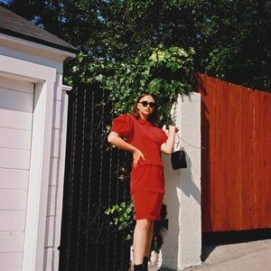 Vintage Dresses - Vintage | Red Puff Sleeve Dress Vintage Dresses - Vintage | Red Puff Sleeve Dress
